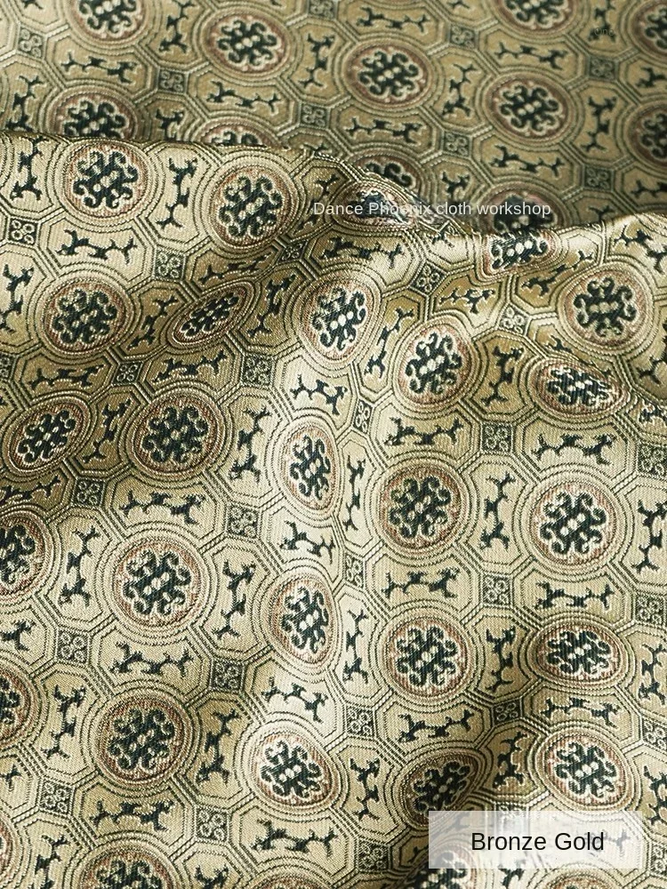 Brocade Jacquard Fabric Antique Copper Gold Hanfu Jacket Fabric By The Meters Apparel Sewing Material Fashion Clothing Per Meter