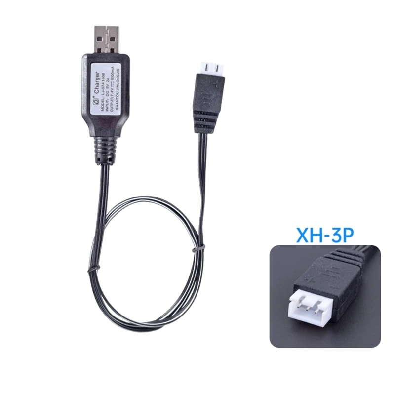 Pengisi Daya Baterai Li-ion 7.4V 1000mA XH-3P Kabel Pengisi Daya USB Antarmuka Terbalik