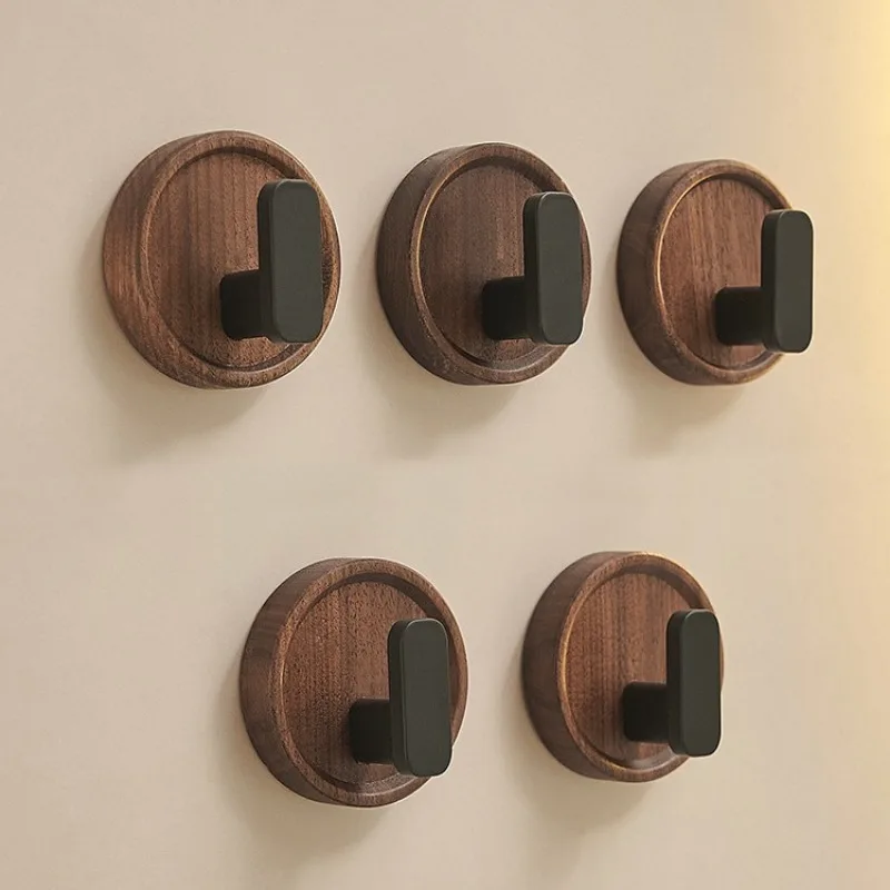 

Self-adhesive Solid Wooden Hook Walnut Key Decorative Towel Holder Hook Door Hanger Wall Coat Rack Kitchen Bathroom Organizer