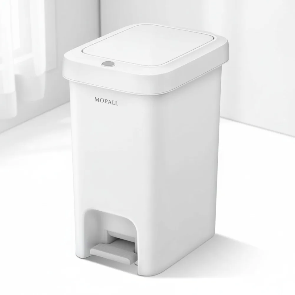 

16.5L Soft Close Trash Can with Pop-Up Lid & Foot Pedal, Odor Control Slim Garbage Bin for Home Kitchen Bathroom Office