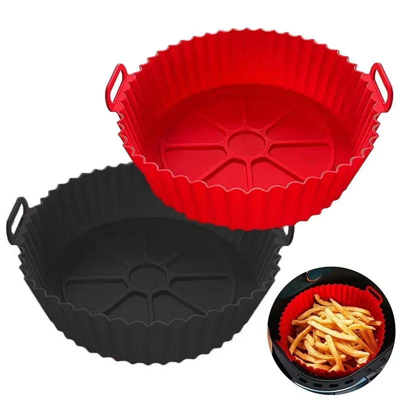 Air Fryer Silicone Liners Air Fryer Silicone Pot Reusable Silicone Air Fryer Liners Food Safe Non Stick Air-Fryer Accessories
