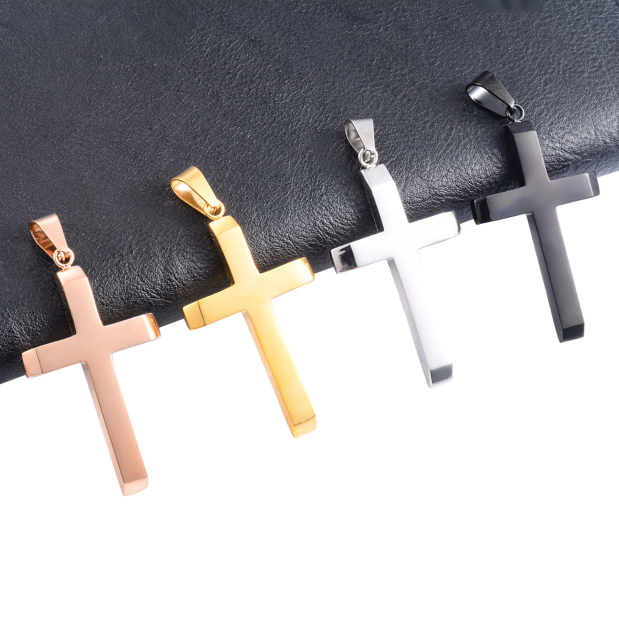 Classic Stainless Steel Cross Pendant Necklace Women Men Charms for Chain Choker Christian Jewelry Making Fiding Accessories