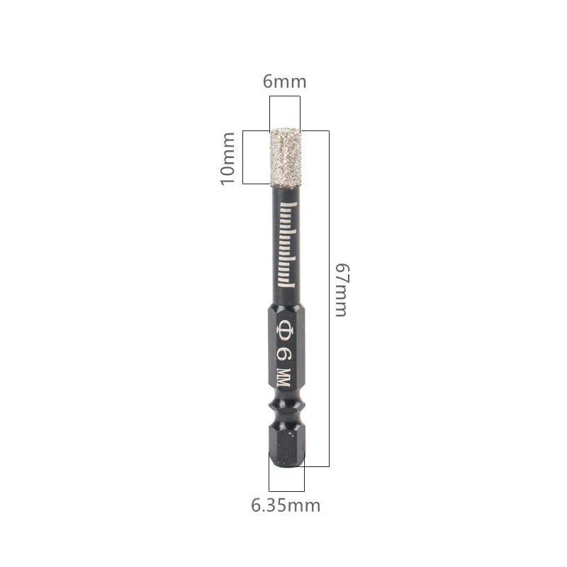 Diamond ry Drill Bits 6/8/10/12/14mm Wax Cooling for Marble Ceramic Tile Concrete Glass Hard Plastic Hex Shank Vacuum Brazed