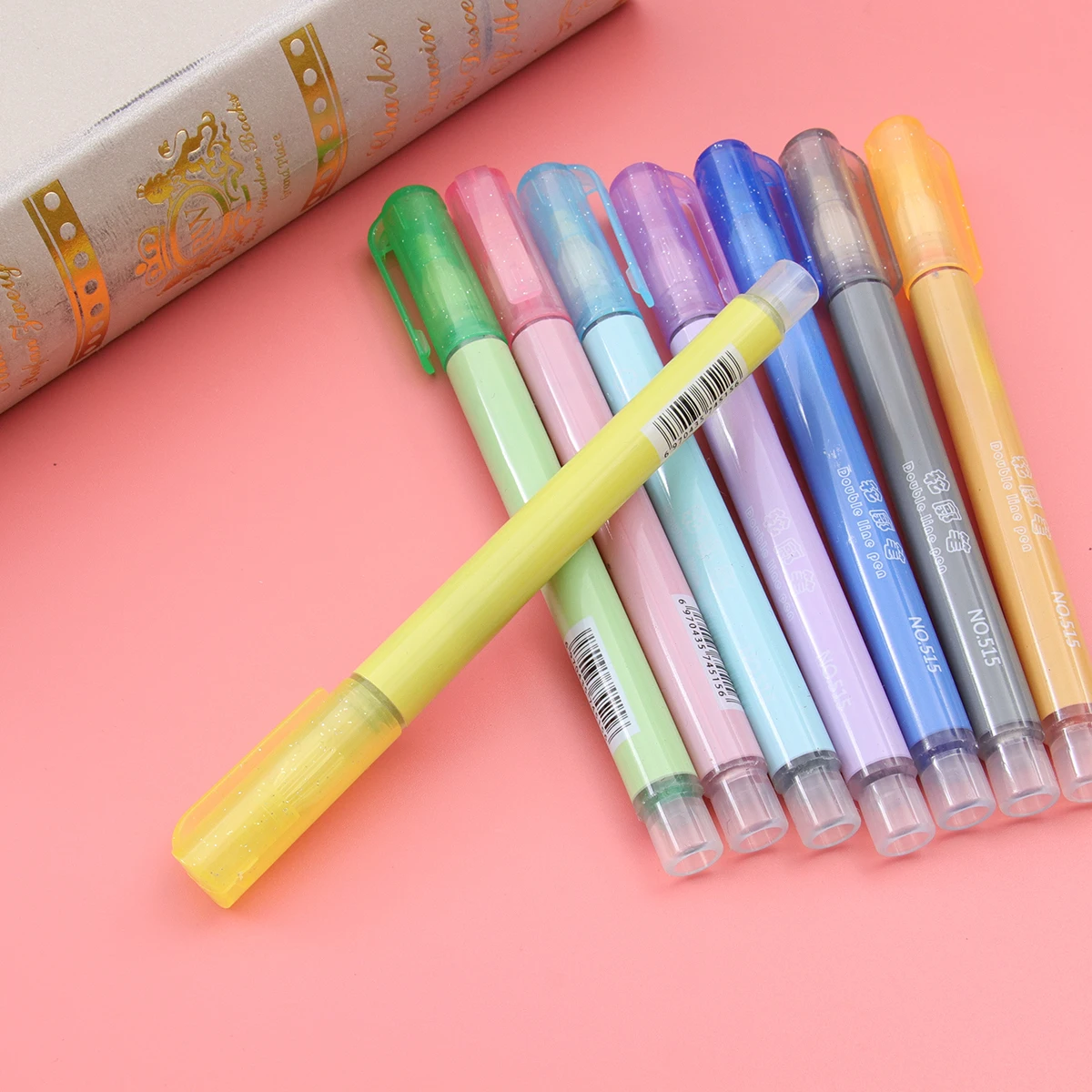 

1 Box of 8pcs Writer Pen Highlighter Pen Outline Pen Stationery Supplies Fluorescent Marker Pens for Students Officer (Colo