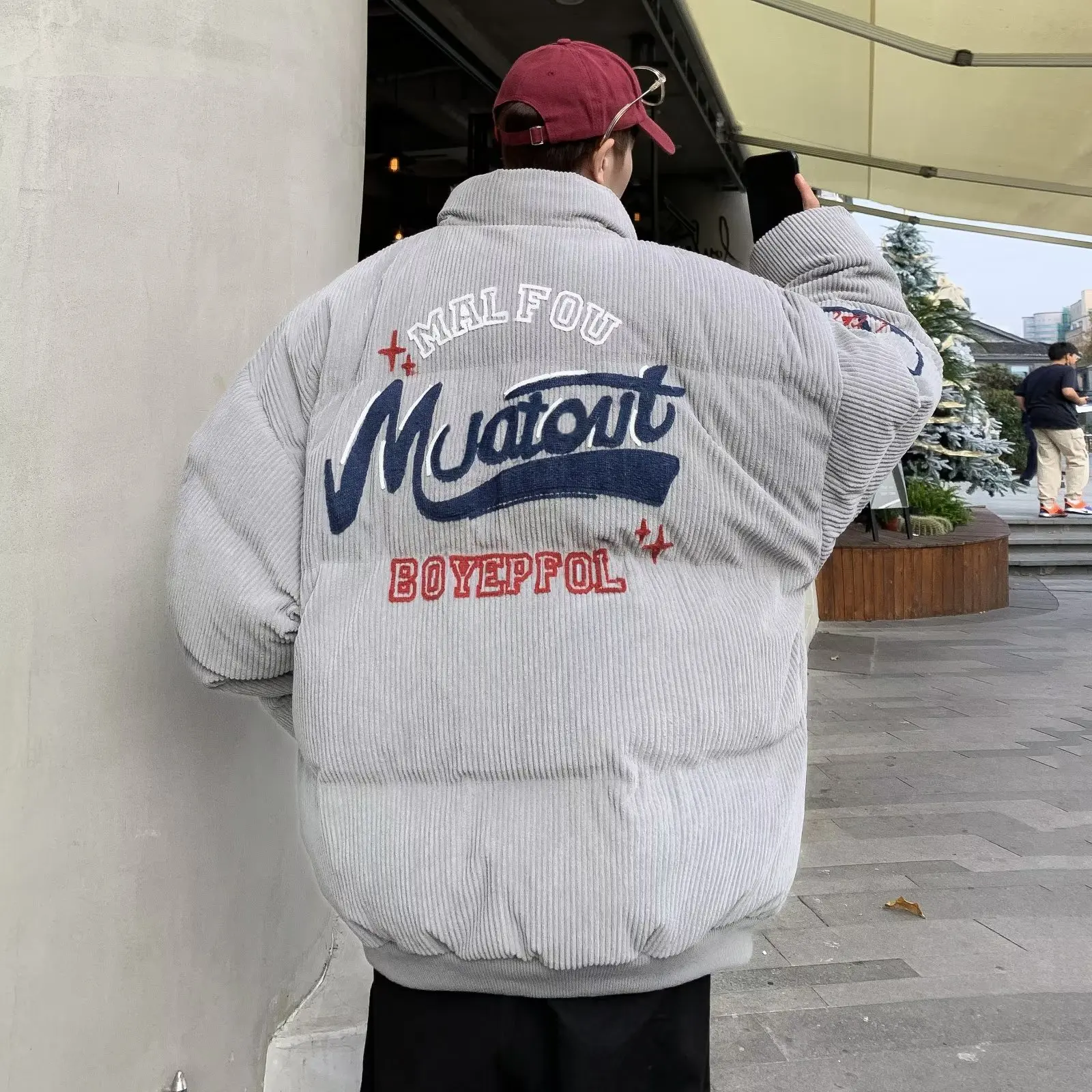 

Вельветовая хлопковая куртка с воротником-стойкой и вышивкой, мужская зимняя куртка нового стиля, модная брендовая хлопковая куртка в американском стиле ретро, свободная и т.