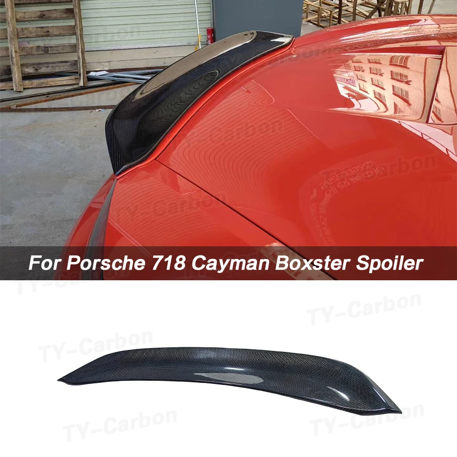 Real Carbon Fiber Rear Spoiler for Porsche Boxster Cayman 718 Duckbill Rear Trunk Wing Spoiler Accessories Bodykit 2017-2023