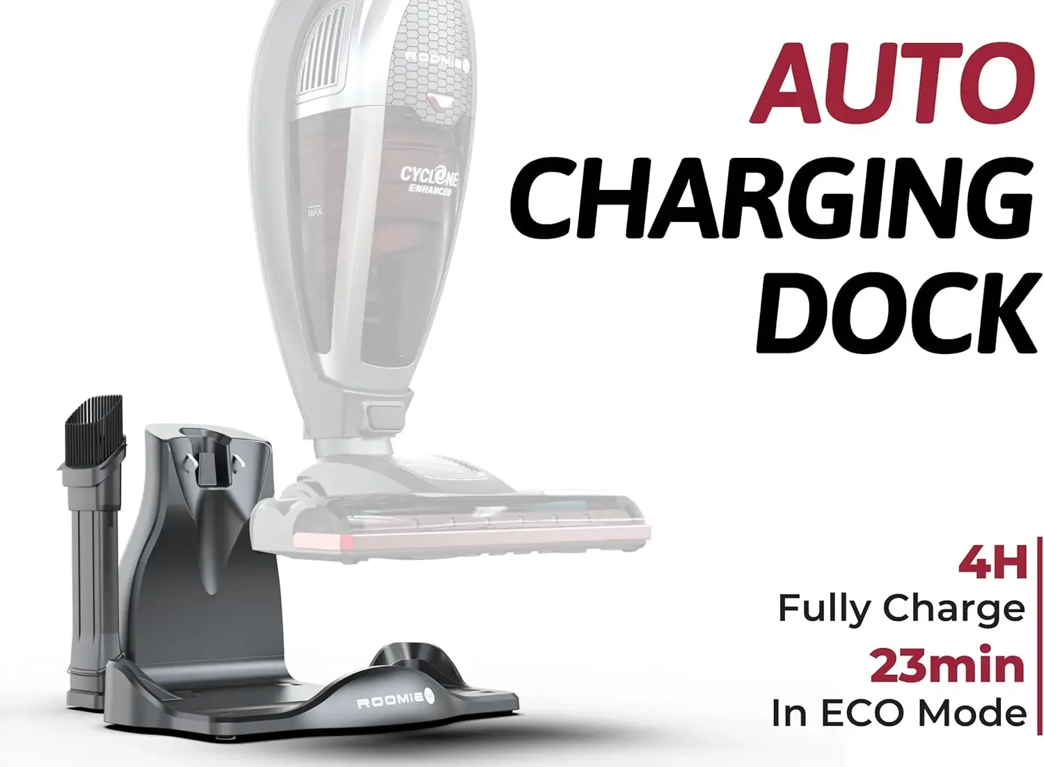 Upright Cordless Vacuum Cleaner for Home, Lightweight and Portable, 2 Power Settings, 6 LED Headlights, and Auto Recharge