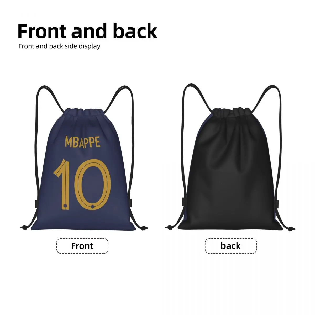 Custom Mbappes Soccer Drawstring Backpack Bags Men Women Lightweight French KM Football Gym Sports Sackpack Sacks for Traveling