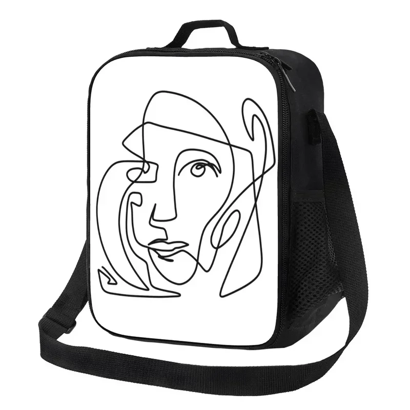 Custom Pablo Picasso One Line Abstract Art Lunch Bag Women Warm Cooler Insulated Lunch Box for Adult Office