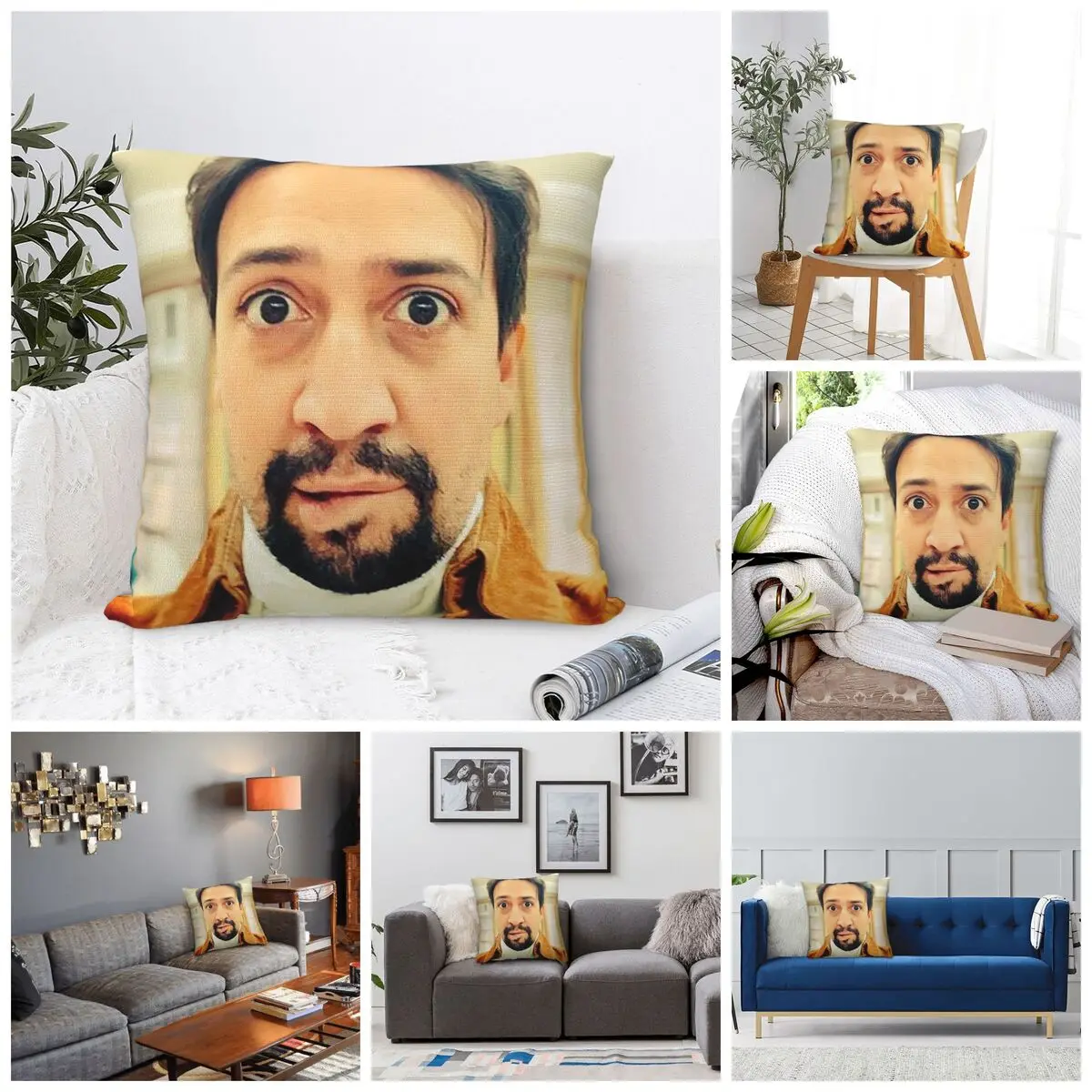 لين مانويل ميراندا عض له الشفاه مربع المخدة غطاء الوسادة الراحة كيس وسادة رمي غطاء وسادة للمنزل غرفة نوم السيارة