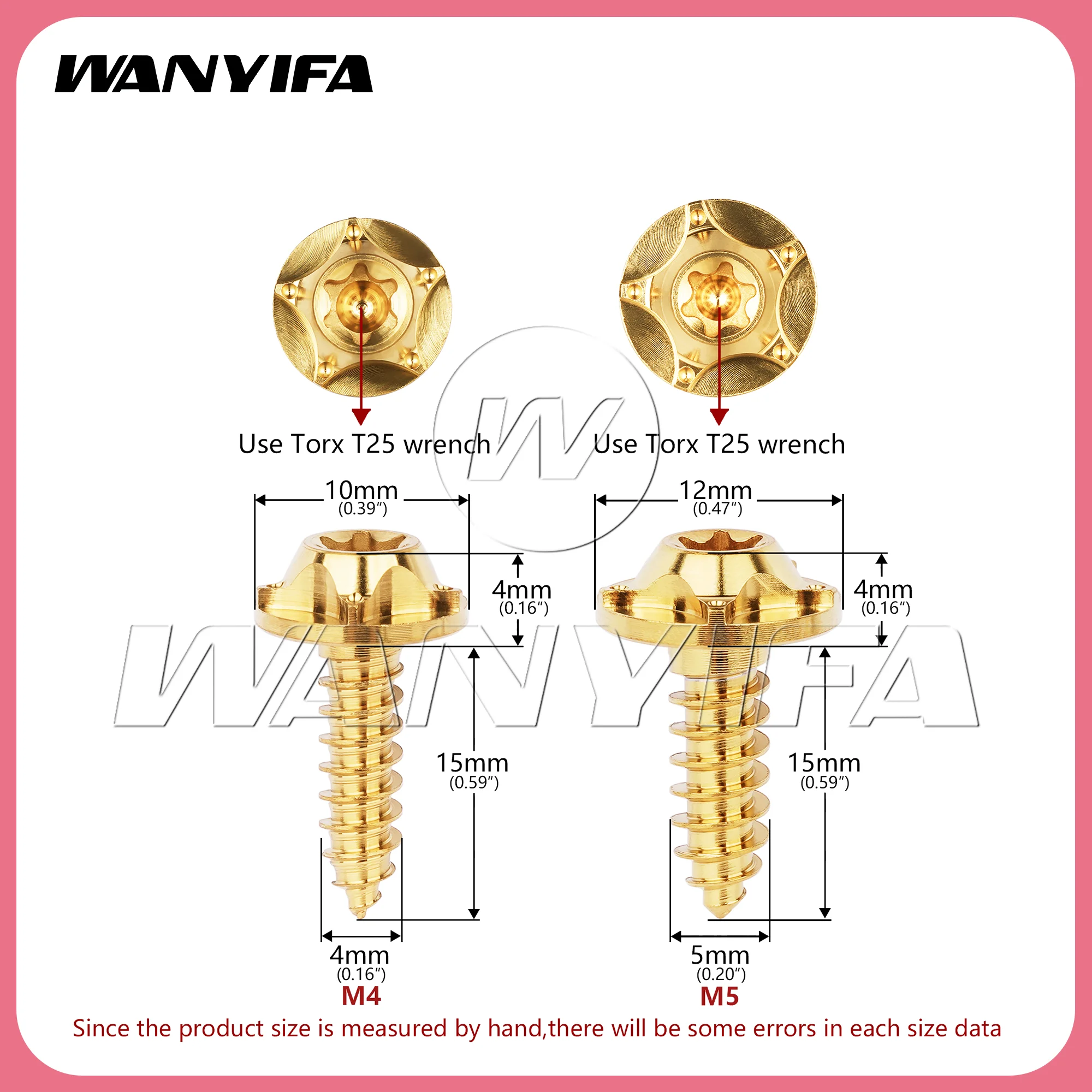 Wanyifa M4 M5x15mm Titanium Torx Flange Self-Tapping Screw 1pcs Motorcycle Mod Bolt