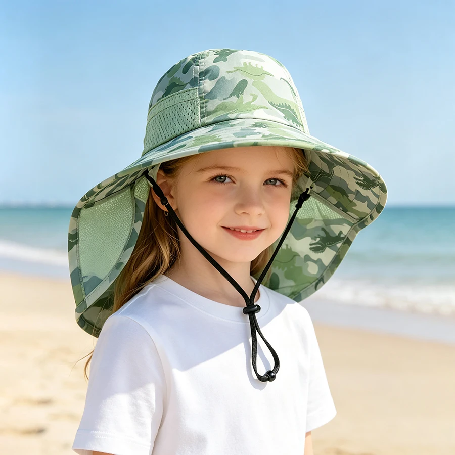 Side Net Fabric Children's Sun Hat, Side Mesh Sun Hat, Sun Protection Shawl Hat, Original Large Brim Hat