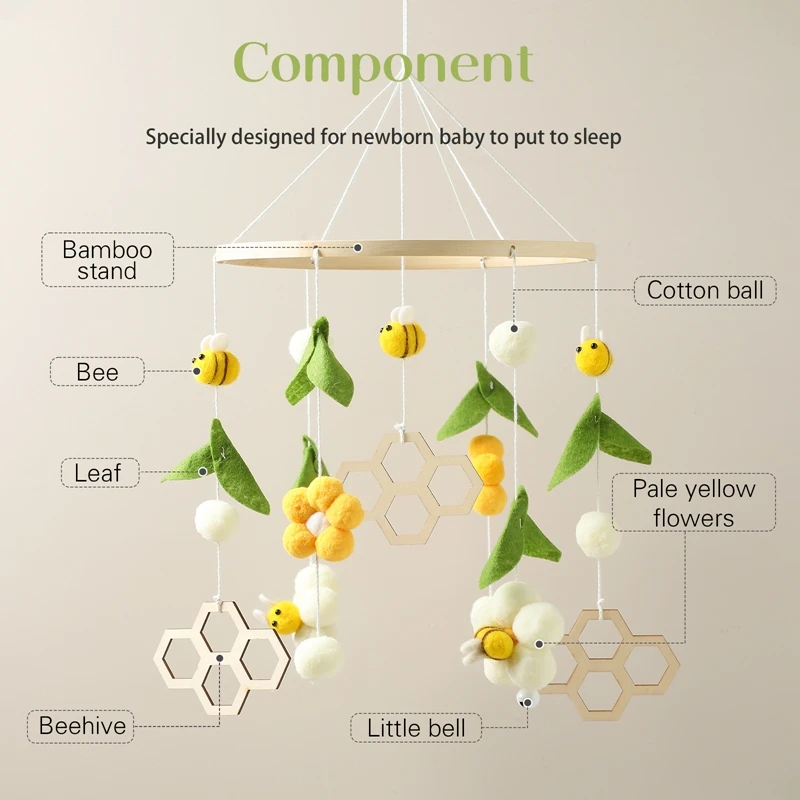 Baby Mobile Rattles Toys 0-12 Months For Newborn Crib Crochet Bee Bed Bell Toddler Rattle Carousel For Cots Kid Musical Toy Gift