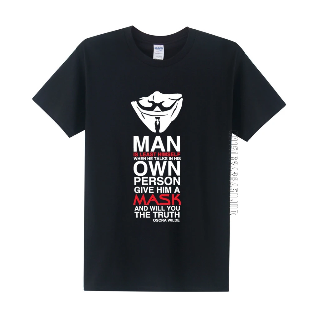 Brand New Summer V for Vendetta T Shirt Anonymous Guy Fawkes Mask Men T-Shirts O Neck 100% Cotton Boy Tees Tops Men Clothing