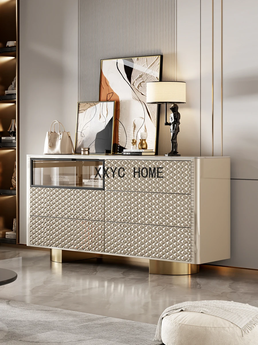 Italian Light Luxury High-End Entrance Cabinet Stone Plate Modern Minimalist Chest of Drawers Living Room Locker