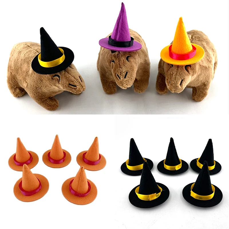 10Pcs Mini Witch Hat Halloween Craft DIY Decorative Hat Felt Tiny Small Wizard Cap for Festival Party Decor Bottle Ornament