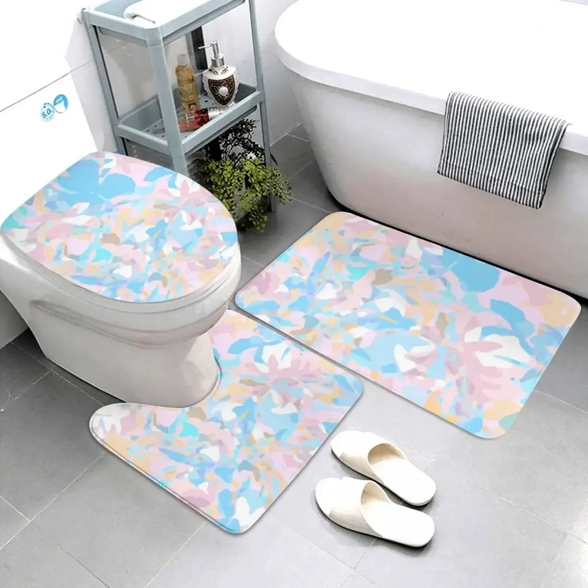 DIY customized flannel anti slip carpet three piece set with water absorption anti slip easy to maintain home decoration