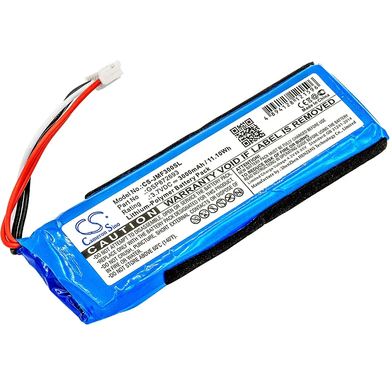 Speaker 3000mAh / 11.10W Battery For GSP872693  GSP872693 02  P763098 03 Flip 3  JBLFLIP3GRAY  Flip 3 Splashproof  Flip 3 Gray