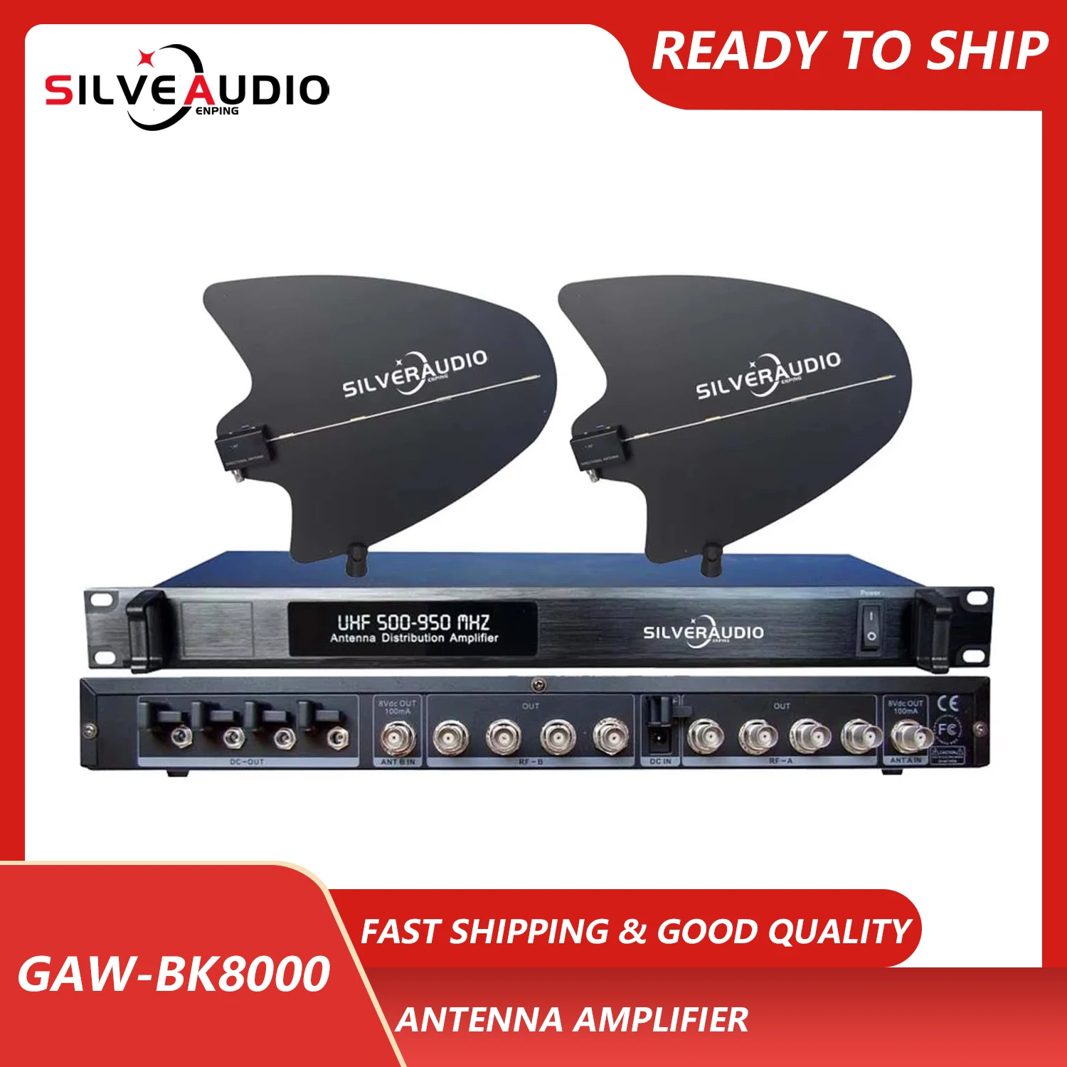 GAW-BK8000 Directional Antenna Distributor for Wireless Microphone Four Sets 400M 500-950MHz Controlled Antenna Booster