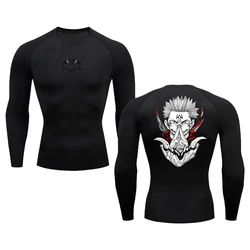 Japanese anime Graphic Men Running Compression Gym Long Sleeves tight-fitting Sport T-shirt Fitness Male Jogging Tracksuit