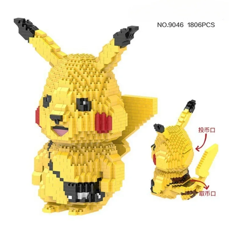 Pokemon Building Blocks Compatible Piggy Bank Cartoon Poke Anime Pikachued Diamond Mini Bricks Assembly Toy Ornaments for Gift