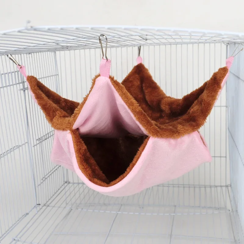 Pet Double-layer Plush Hammock Warm Hamster Hanging Bed Ferret Hanging Bed for Cat Rodents Hammock Pets Supplies 햄스터케이지
