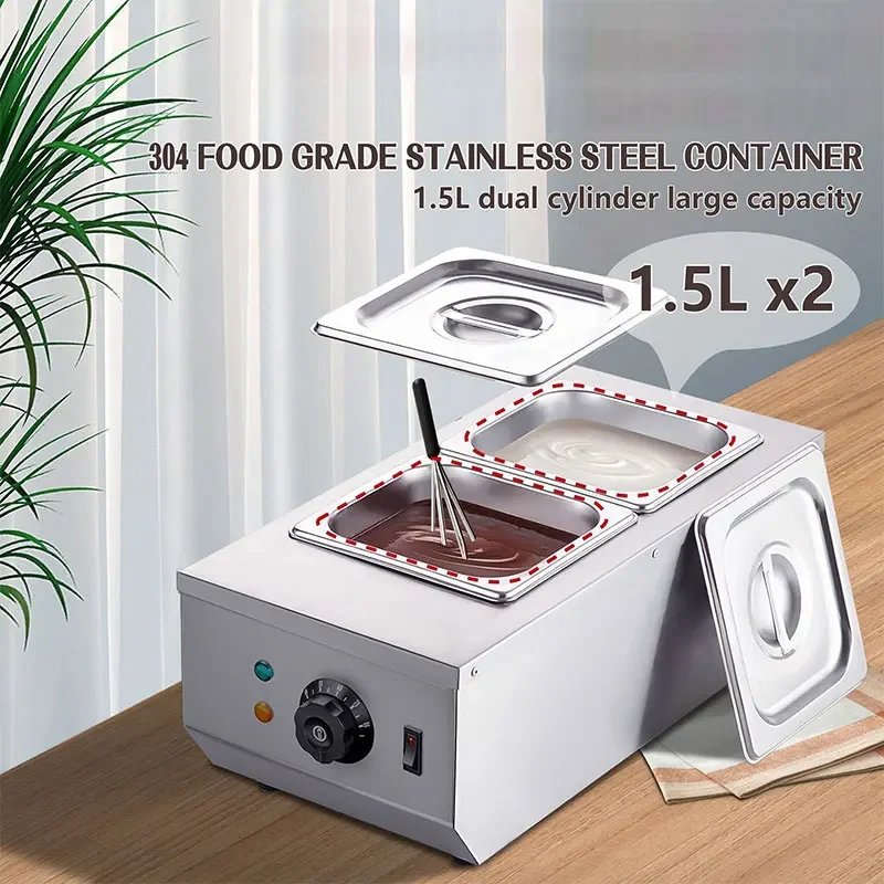 Máquina eléctrica para derretir queso y Chocolate, calentador comercial, doble olla caliente, fuente, caldera, cilindro de inmersión, calentador de sartén