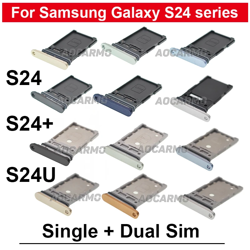 Single And Dual Sim Card For Samsung Galaxy S24 Plus S24+ S24Ultra Sim Tray Holder Socket Slot Repair Replacement Parts