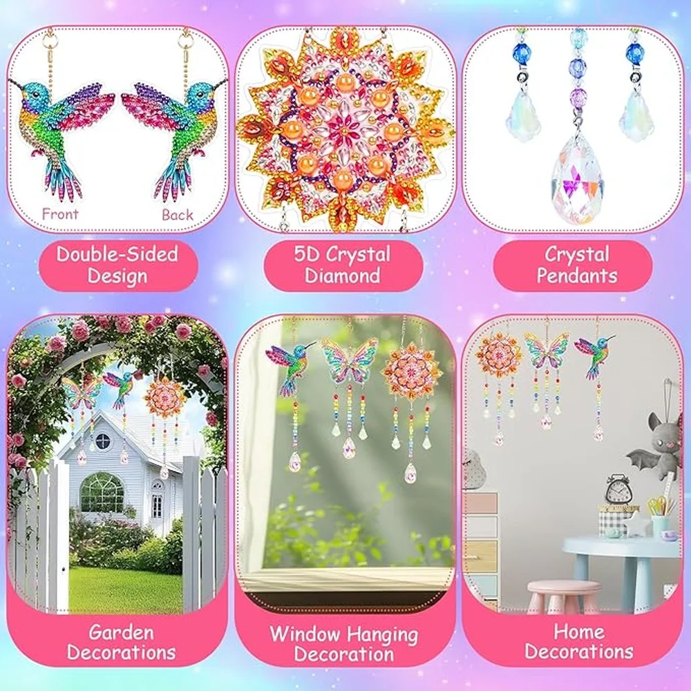 Diamond Art Sun Catchers DIY Suncatcher Kit Fun Relaxing Wind Chime Craft Experience For Creatives