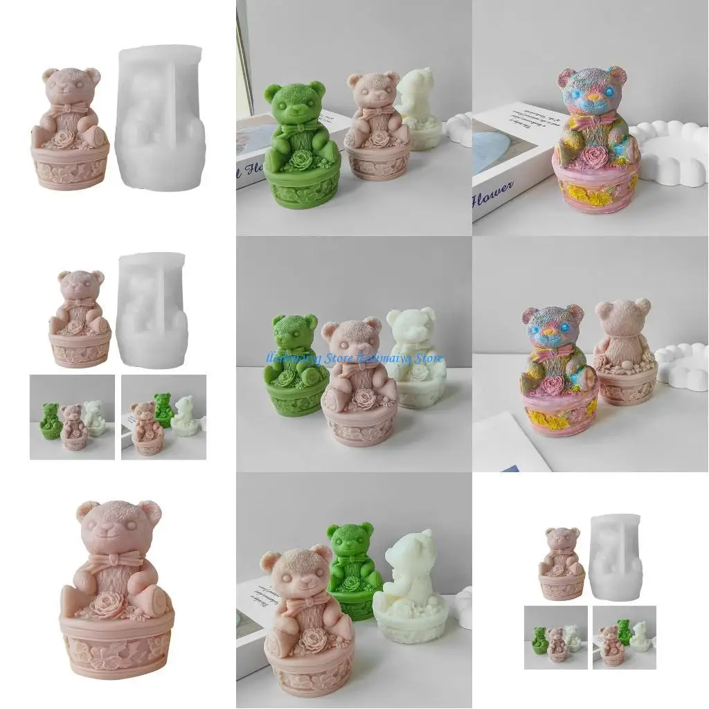 573B لطيف الدب قاعدة الجبس الزخرفة يدويا قالب القالب شمعة شخصية #1
