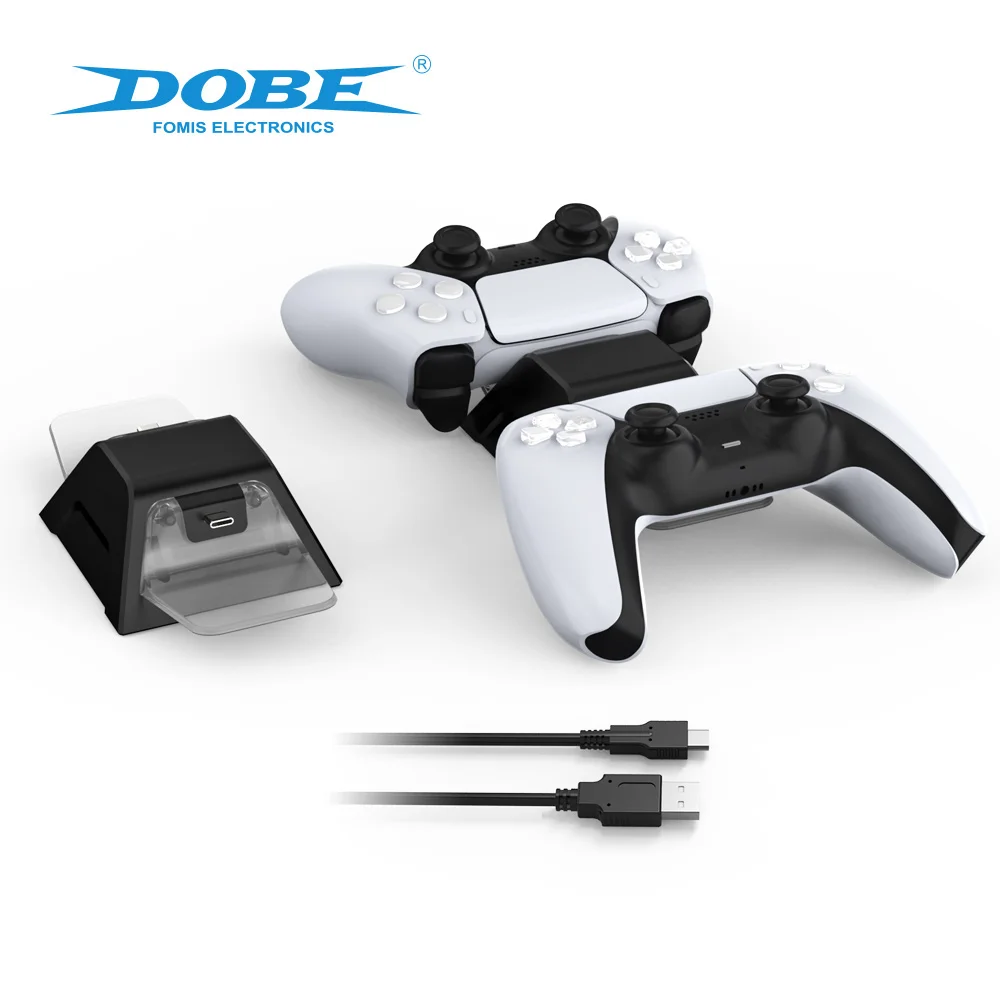 Dual Charging Dock for PS5 DualSense Back to Back Charging Stand with LED Indicator Orange Charging Blue Ready Fast Type-C