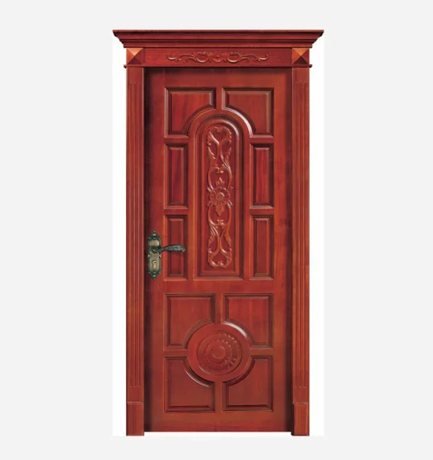 Porta de madeira esculpida porta interior de design clássico de alta qualidade