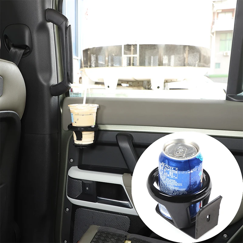 

Для Land Rover Defender 90 110 130 2020 + углеродистая сталь, черная внутренняя дверная панель автомобиля, держатель для чашки с водой, автоаксессуары