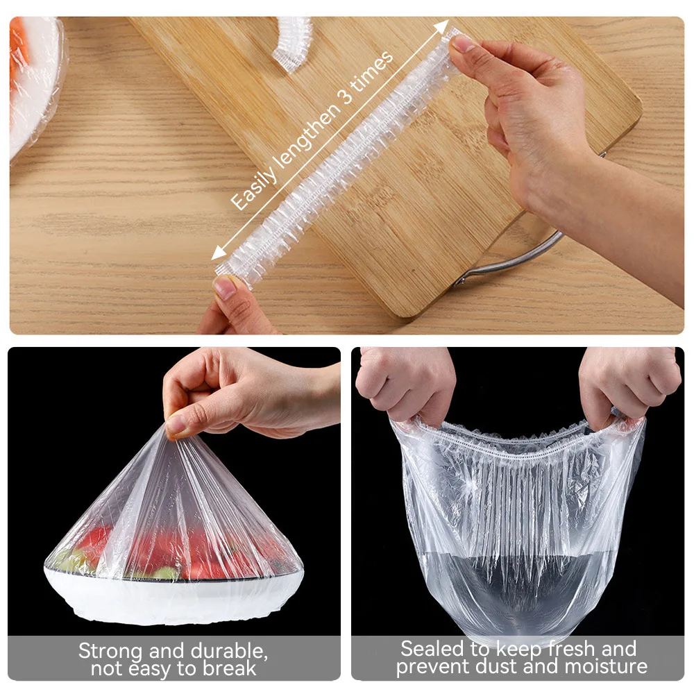 Adjustable Elastic Reusable Food Storage Cover Plastic Disposable Food Bowls Cover Fresh-keeping Bags Kitchen Supplies