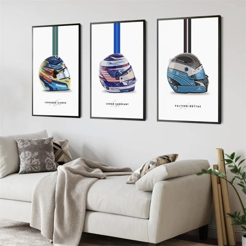 Canvas Painting F1 Racer Helmet Season Collection Hot Aesthetics Formula one Art Home Wall Driver Racing Room Decor Picture #2