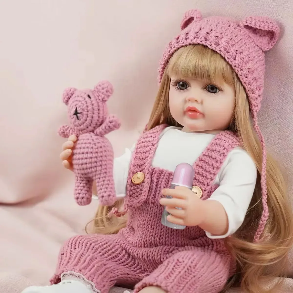 JOYORA Fashion Baby Doll Finished Rebirth Doll Cute Long Hair Girl Doll High Quality Soft Vinyl Handmade Art Doll Birthday Gift