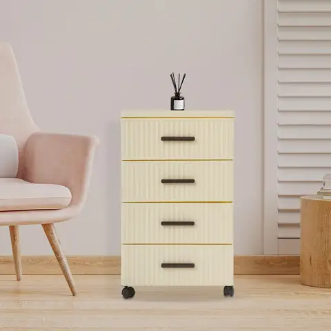 4 Tier Drawer Storage Organizer for Home Office Use Cabinet with Universal Wheels