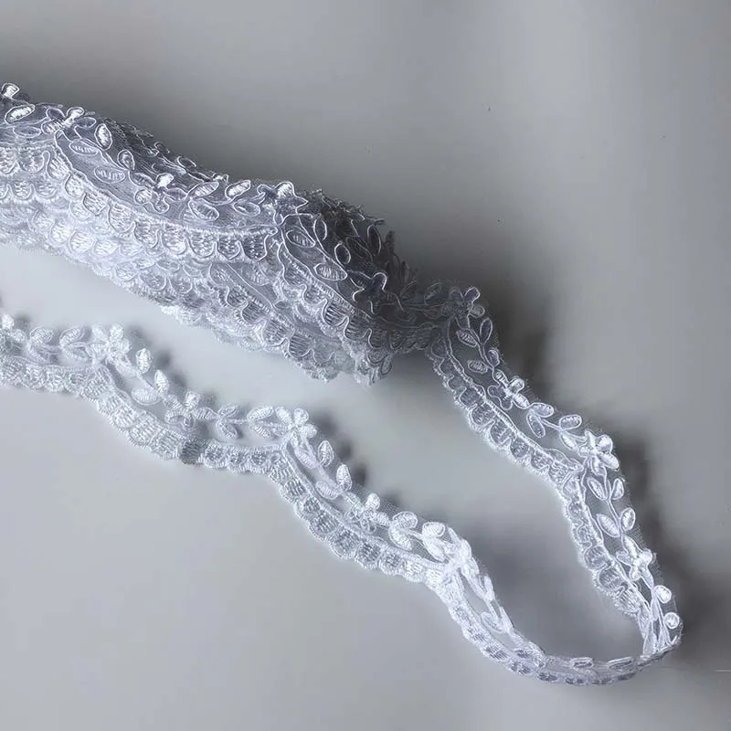 1Yard White Lace Trim High Quality Wedding Lace Fabric Handmade DIY Clothes Accessories