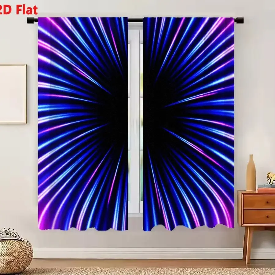 Vibrant Blue Galaxy Curtain Panels for Living Room Home Decor Modern Abstract Light Effect Window Treatment