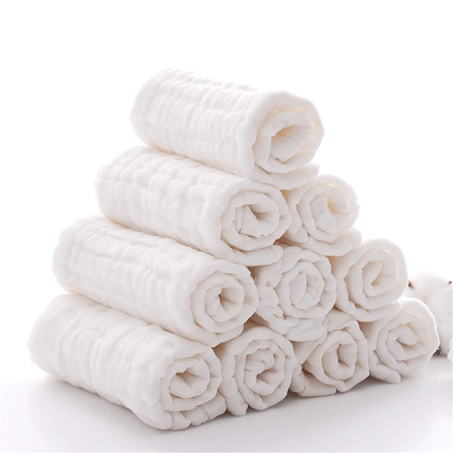 Baby Muslin Washcloths Natural Cotton Baby Wipes Soft Newborn Face Towel Sensitive Skin- Baby Registry 12*12inch Towels 2pcs