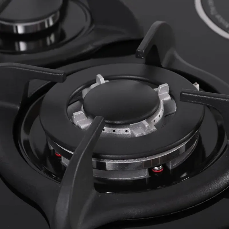 طباخ غاز من الزجاج المقسى 5 شعلات تعمل بالغاز والكهرباء، موقد غاز للطبخ