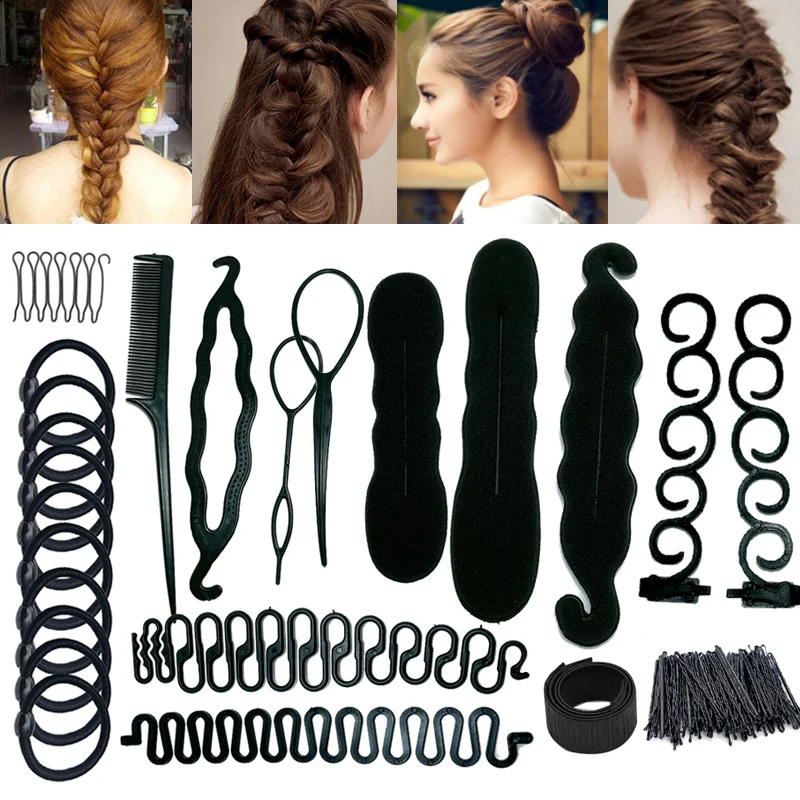 1-65 sztuk/zestaw multi-style magiczny pączek urządzenie do robienia bułek damskie akcesoria do włosów warkocz stylizacja spinki do włosów Twist spinki do włosów dziewczyny narzędzia do stylizacji
