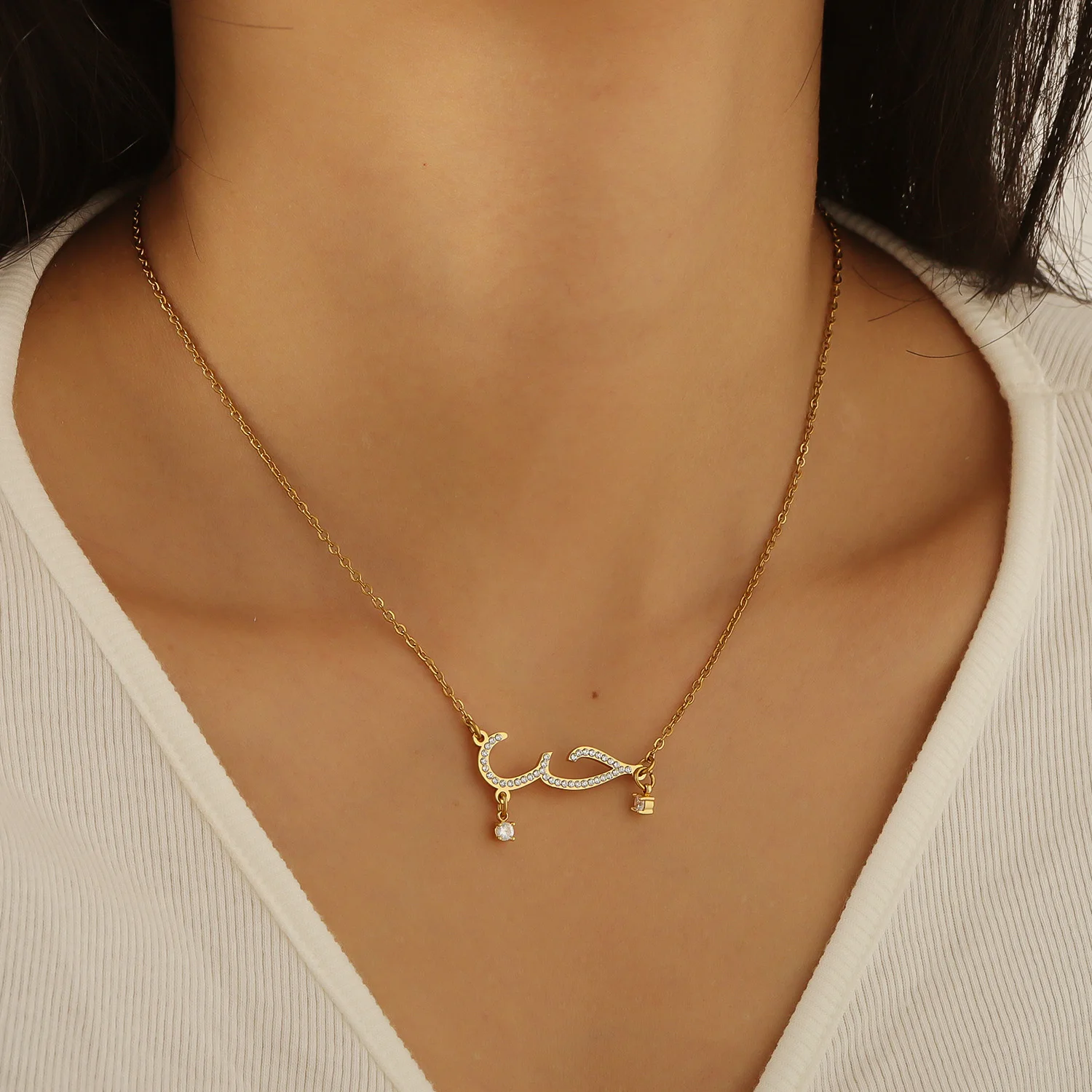 

Zciti Customized Name Necklace Arabian Stone Pendant Stainless Steel Jewelry Exclusive Holiday Gift For Her
