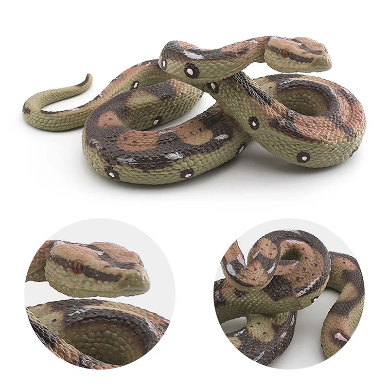 Simulated Python Solid Wild Animal Biological Model Rubber Snake Children's Toy Collectible Ornament Halloween Tricky Toys