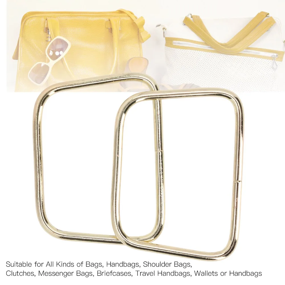 2pcs Purse Making Gold Handbag Handles Trapezoid Shape Iron Bag Handles Glossy Finish Metal Handles Handmade Woven Bag