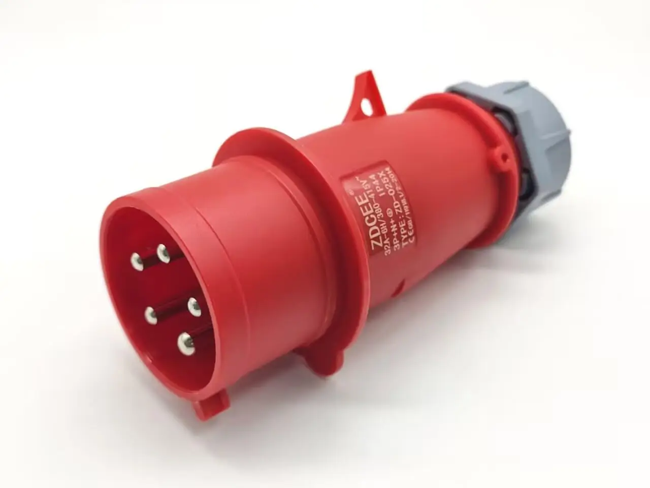 IEC60309 IP44 32A 5 Pin 3P+N+E 6H 220‑415V Red/Grey Industrial Plug