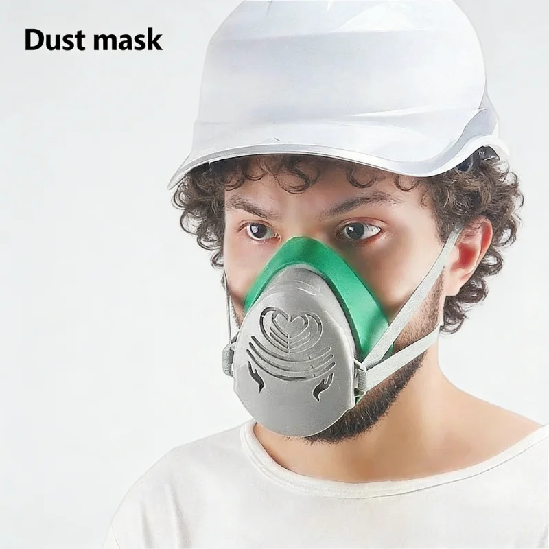 

Half Face Dust Gas Dust Mask Respirator Dual Filters Work Safety Protective Mask for Construction Site Dust Security Protection