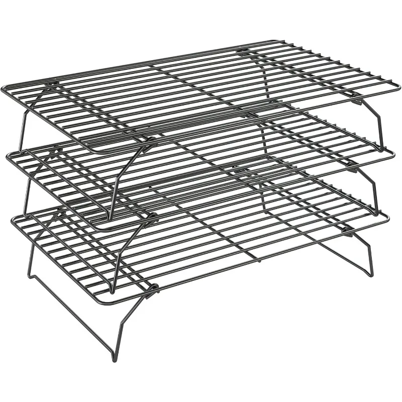 

3 Tier Stackable Cooling Rack for Batch Cooling Cookie, Pizza, Cake-15.8”x 10”- Heavy Duty Cooling Racks for Cooking and Baking,