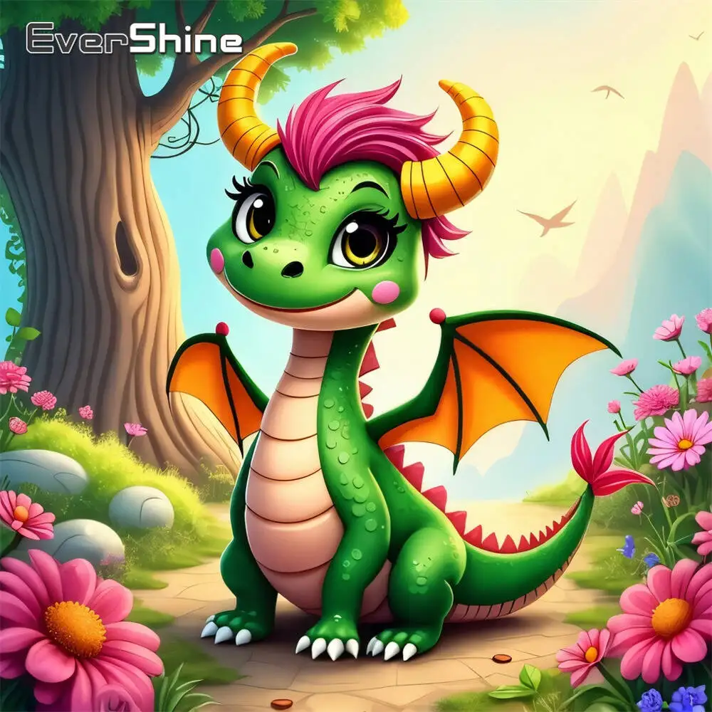 Evershine 5D DIY Diamond Painting Dinosaur Animal Picture Of Rhinestones Diamond Mosaic Dragon Cartoon New Arrival Handicraft
