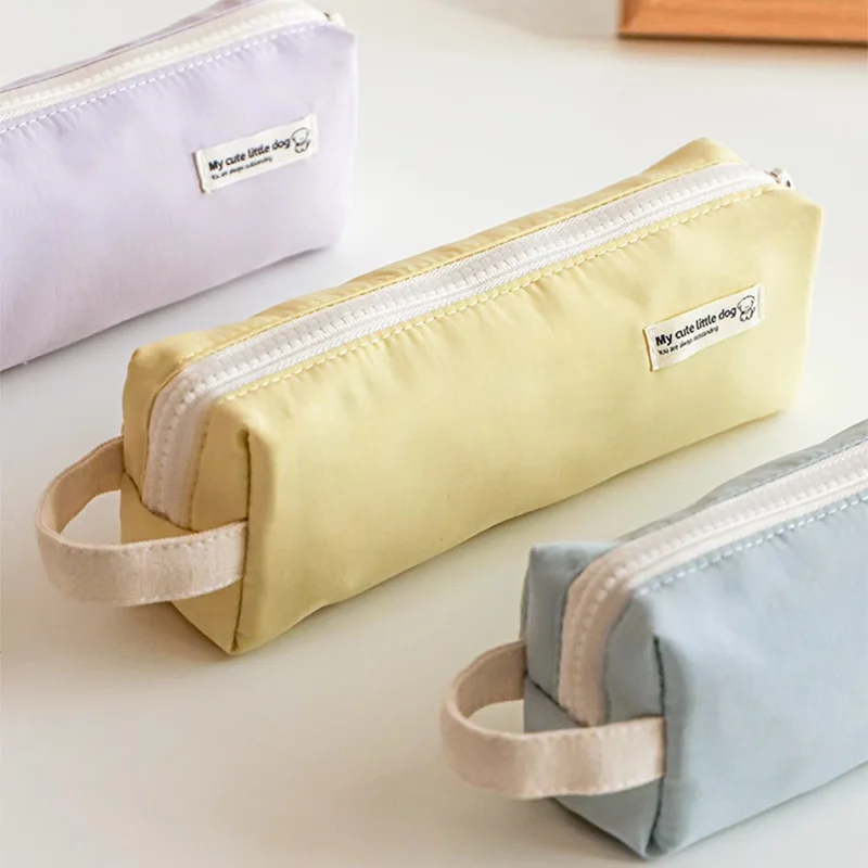 

10Pcs Simple Student Large Capacity Double-layer Macaron Pencil Bag Multi-functional Waterproof Nylon Portable Stationery Bag